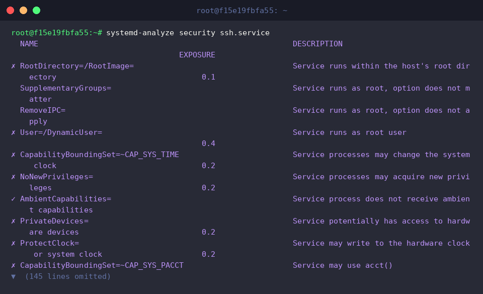systemd-analyze security ssh.service