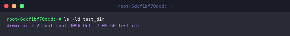 ls -ld test_dir