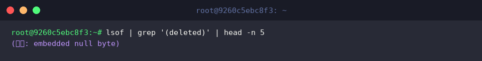 lsof | grep ‘(deleted)’ | head -n 5