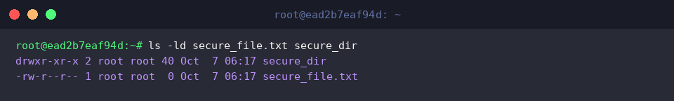ls -ld secure_file.txt secure_dir