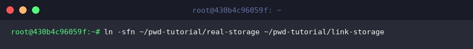 ln -sfn ~/pwd-tutorial/real-storage ~/pwd-tutorial/link-storage
