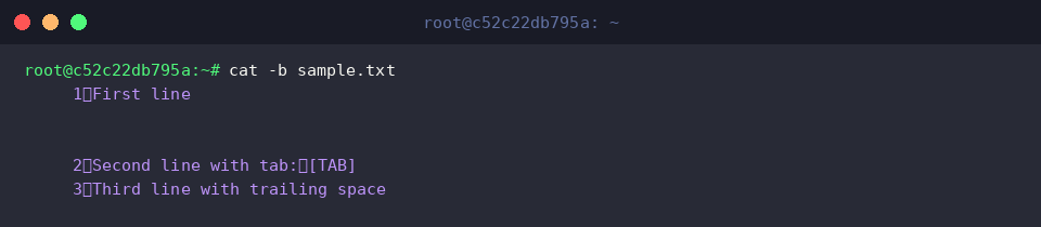cat -b sample.txt