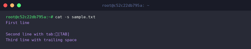 cat -s sample.txt