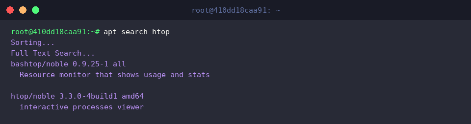 Searching repository archives for htop