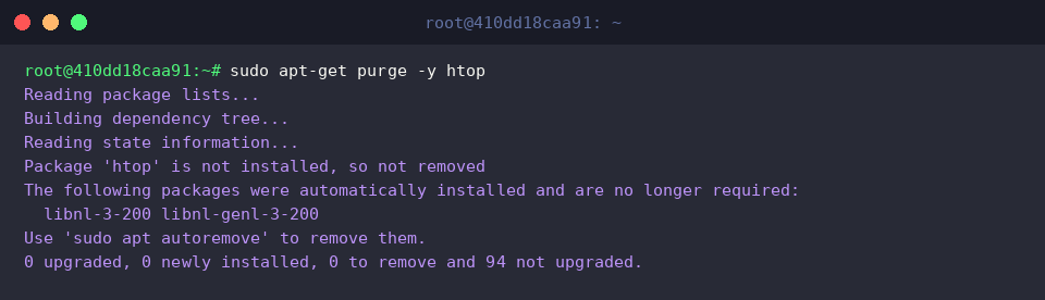 Purging remaining package configuration files