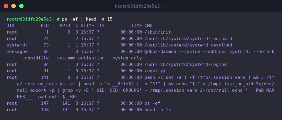 POSIX-Standardausgabe mit ps -ef