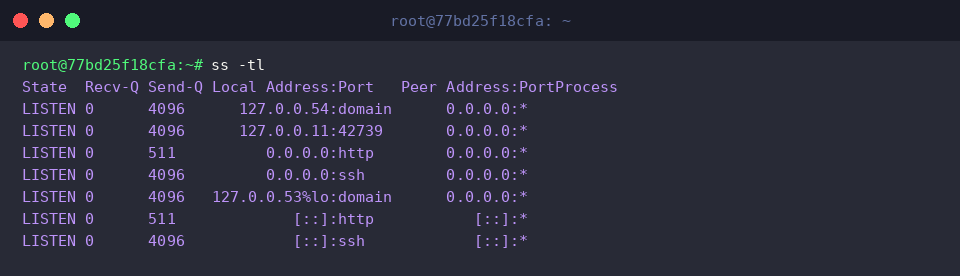 عرض منافذ TCP في حالة الاستماع مع أسماء الخدمات