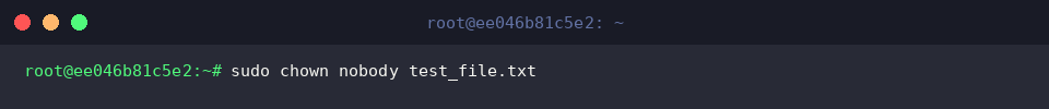 Dateieigentümer mit sudo chown nobody test_file.txt neu zuweisen