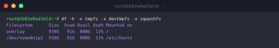 Suppressing pseudo-filesystems using exclude flags with df
