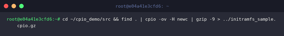 Generierung eines gzip-komprimierten SVR4-cpio-Archivs