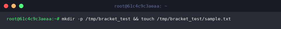 Vorbereitung der Testdateien via mkdir und touch