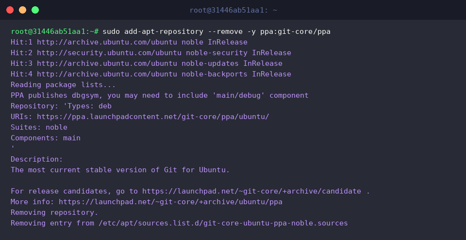 Git-PPA aus dem System austragen