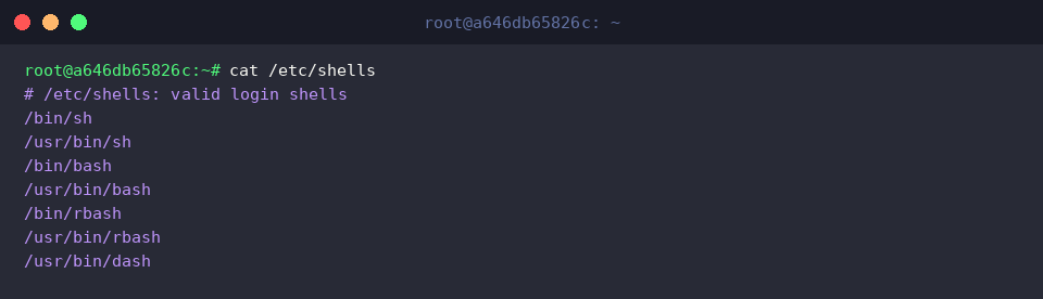 Displaying allowed system shells from /etc/shells