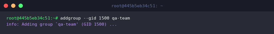 Manuelle Vergabe der GID 1500 an die Gruppe qa-team