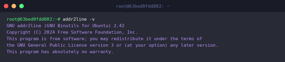 Versionsabfrage von addr2line