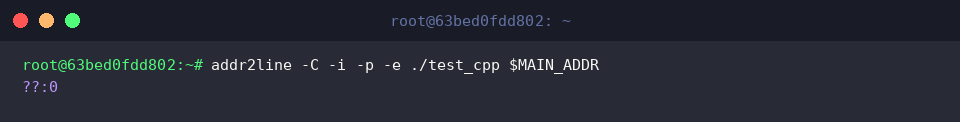 Ausführung von addr2line mit C++-Demangling und Inline-Optionen