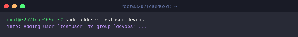 sudo adduser testuser devops
