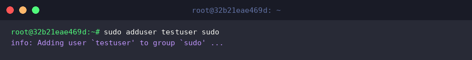 sudo adduser testuser sudo