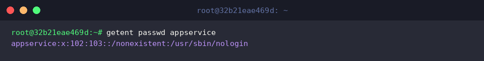 getent passwd appservice