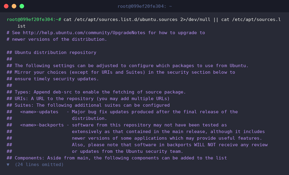 cat /etc/apt/sources.list.d/ubuntu.sources 2>/dev/null || cat /etc/apt/sources.list