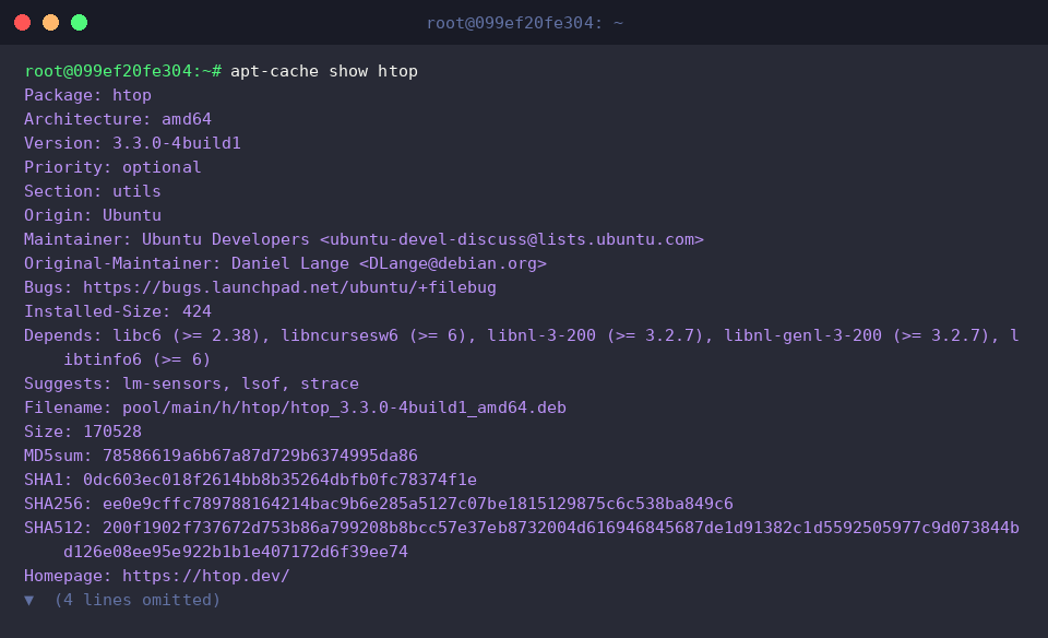 apt-cache show htop