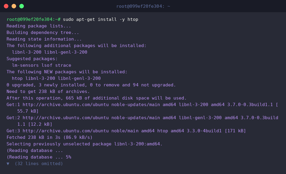 sudo apt-get install -y htop