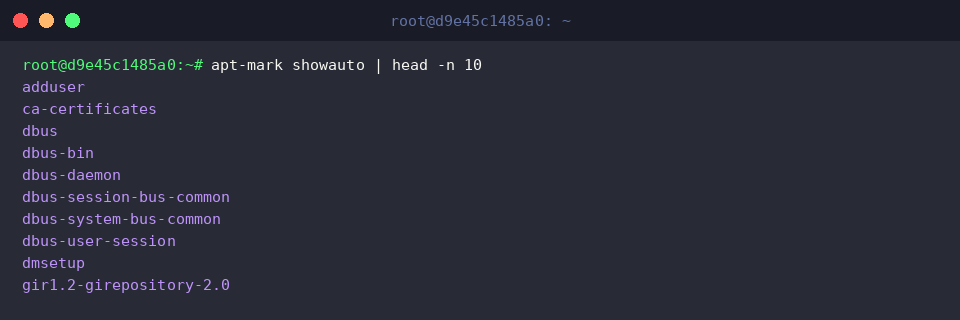 apt-mark showauto | head -n 10