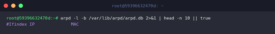 قراءة محتويات قاعدة بيانات arpd ومطابقات العناوين