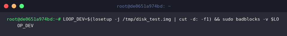 Executing badblocks in verbose read-only mode