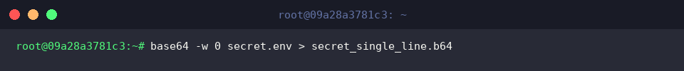 Exporting unbroken single-line base64 string using -w 0