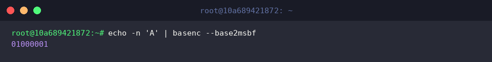 Binäre Bitdarstellung via base2msbf
