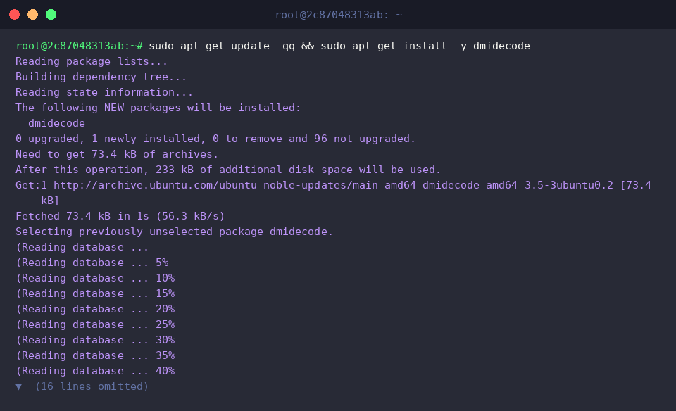 Install dmidecode package on Ubuntu