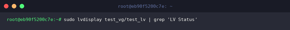 Validating inactive LV state with lvdisplay