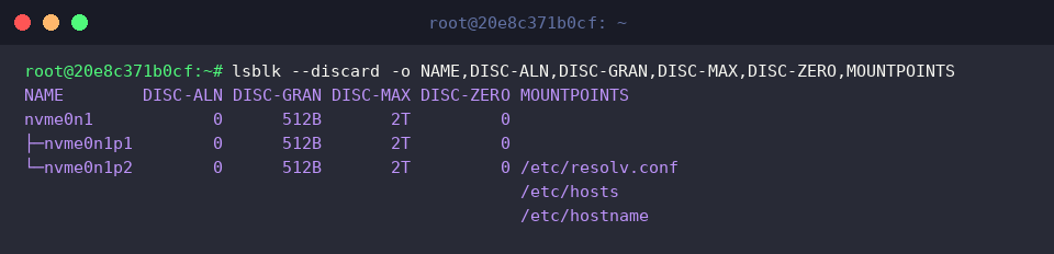 TRIM-Status und Discard-Parameter via lsblk einsehen