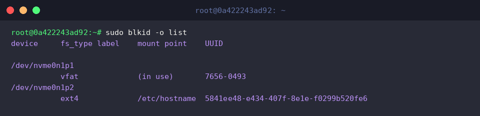 Tabular overview of storage topology using -o list