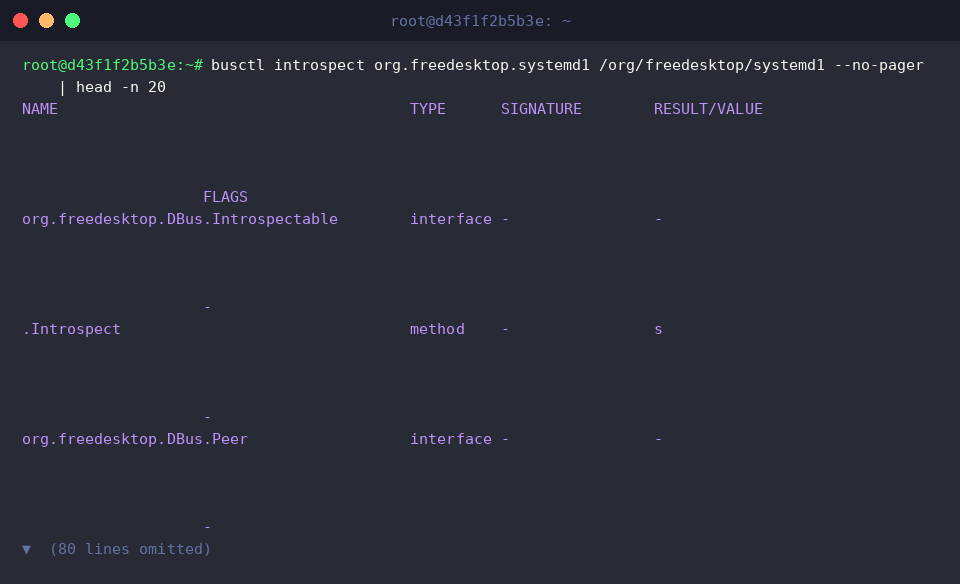 Introspecting the root systemd manager interface