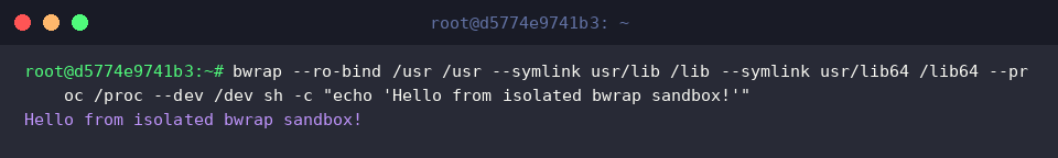 Ausführen eines initialen Isolations-Tests via bwrap