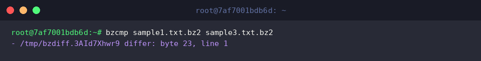 bzcmp sample1.txt.bz2 sample3.txt.bz2