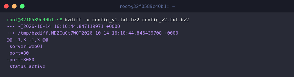 bzdiff -u config_v1.txt.bz2 config_v2.txt.bz2