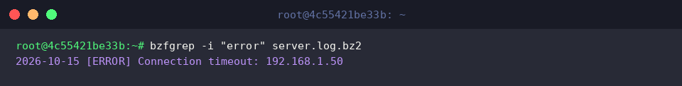 bzfgrep -i “error” server.log.bz2