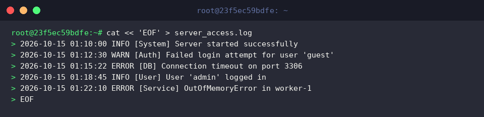 Generate server_access.log test fixture
