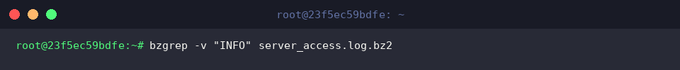 Exclude pattern hits using bzgrep inverted match