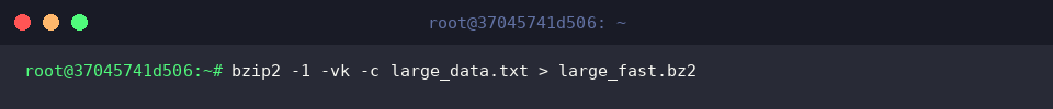 bzip2 -1 -vk -c large_data.txt > large_fast.bz2