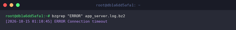bzgrep “ERROR” app_server.log.bz2