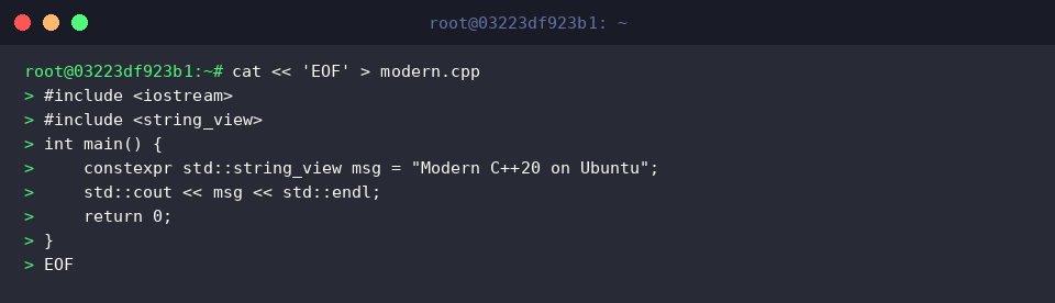 C++20-Beispielcode in modern.cpp schreiben