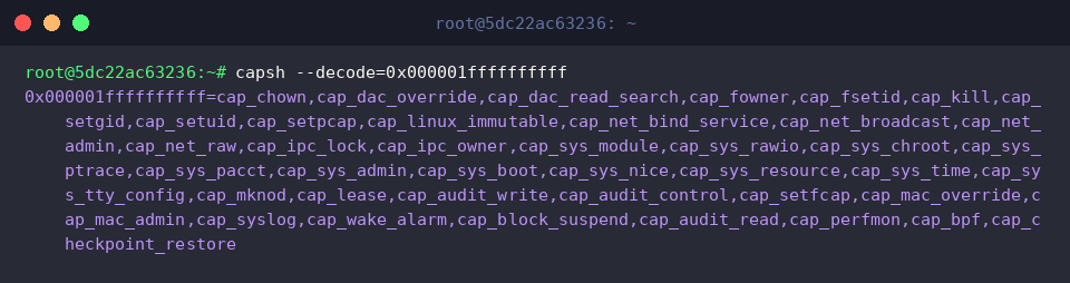 capsh &ndash;decode=0x000001ffffffffff