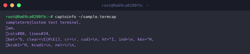 captoinfo ~/sample.termcap