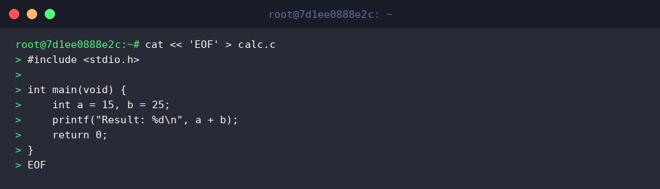 Quelltext calc.c erstellen
