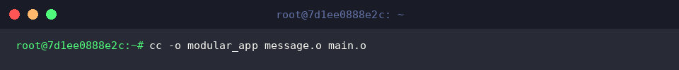cc -o modular_app message.o main.o