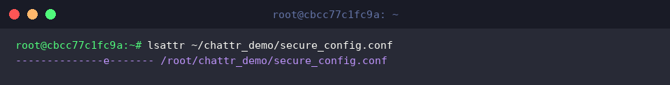 lsattr ~/chattr_demo/secure_config.conf